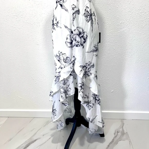 Lulu's White Floral High-Low Ruffled Slip Dress - Picture 4 of 9